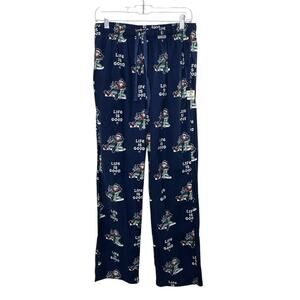 Life Is Good Navy Brushed Flannel Pajama Lounge Pants ADIRON SANTA JAKE Sz Large